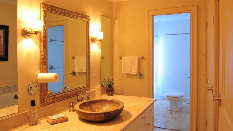 bright white bathroom lighting