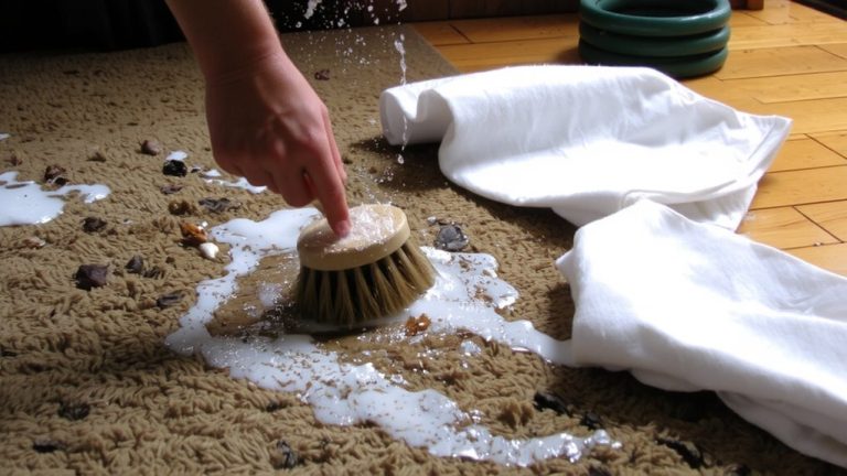 hand scrubbing with carpet cleaner