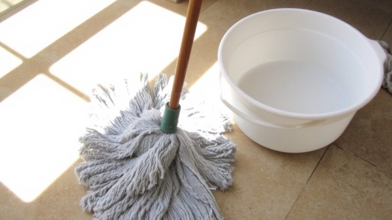 mop with mild detergent