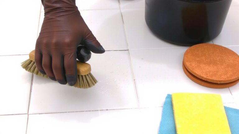 scrub with grout cleaner