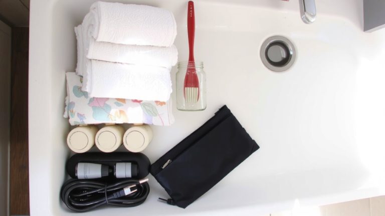 secure bathroom items carefully