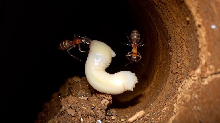 worker ants feed larvae